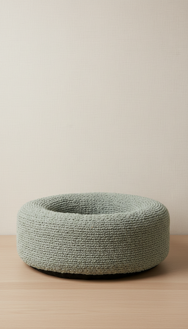 Textured fabric cat lounger in sage mist