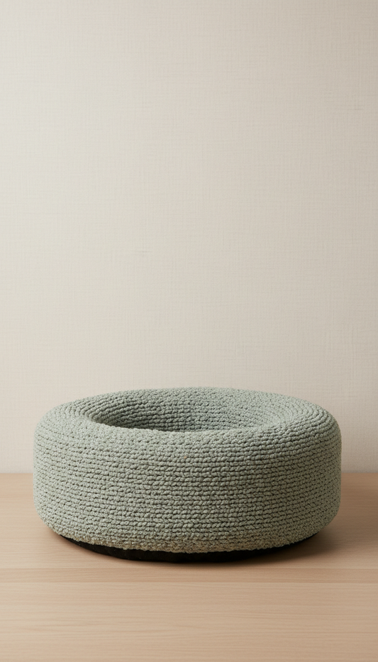 Textured fabric cat lounger in sage mist